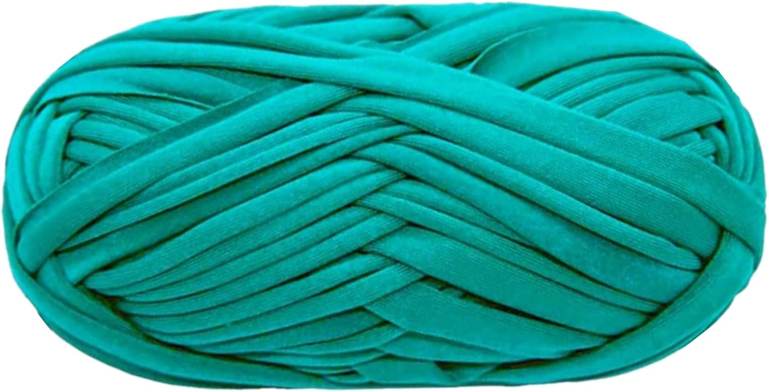 T-Shirt Yarn Fettuccini Zpagetti Ball, Fabric Cloth Knitting Yarn for Hand DIY Bag Blanket Cushion Crocheting Projects, 32 Yard (Green)