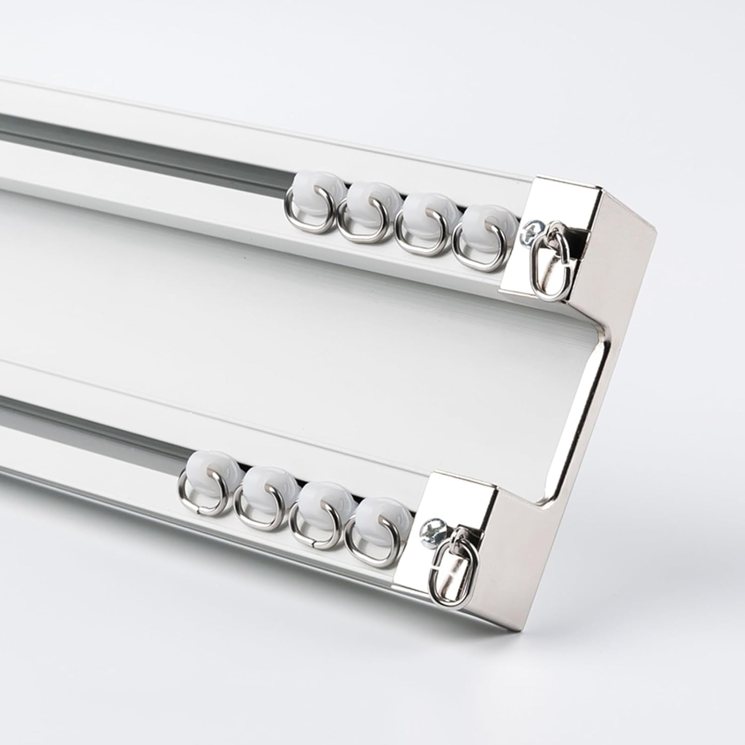 300CM Double Curtain Track Ceiling Rail for Room Divider Noise Free Rod Complete Set with Rails & Mounting Hardware Champagne Finish Ideal Home Décor