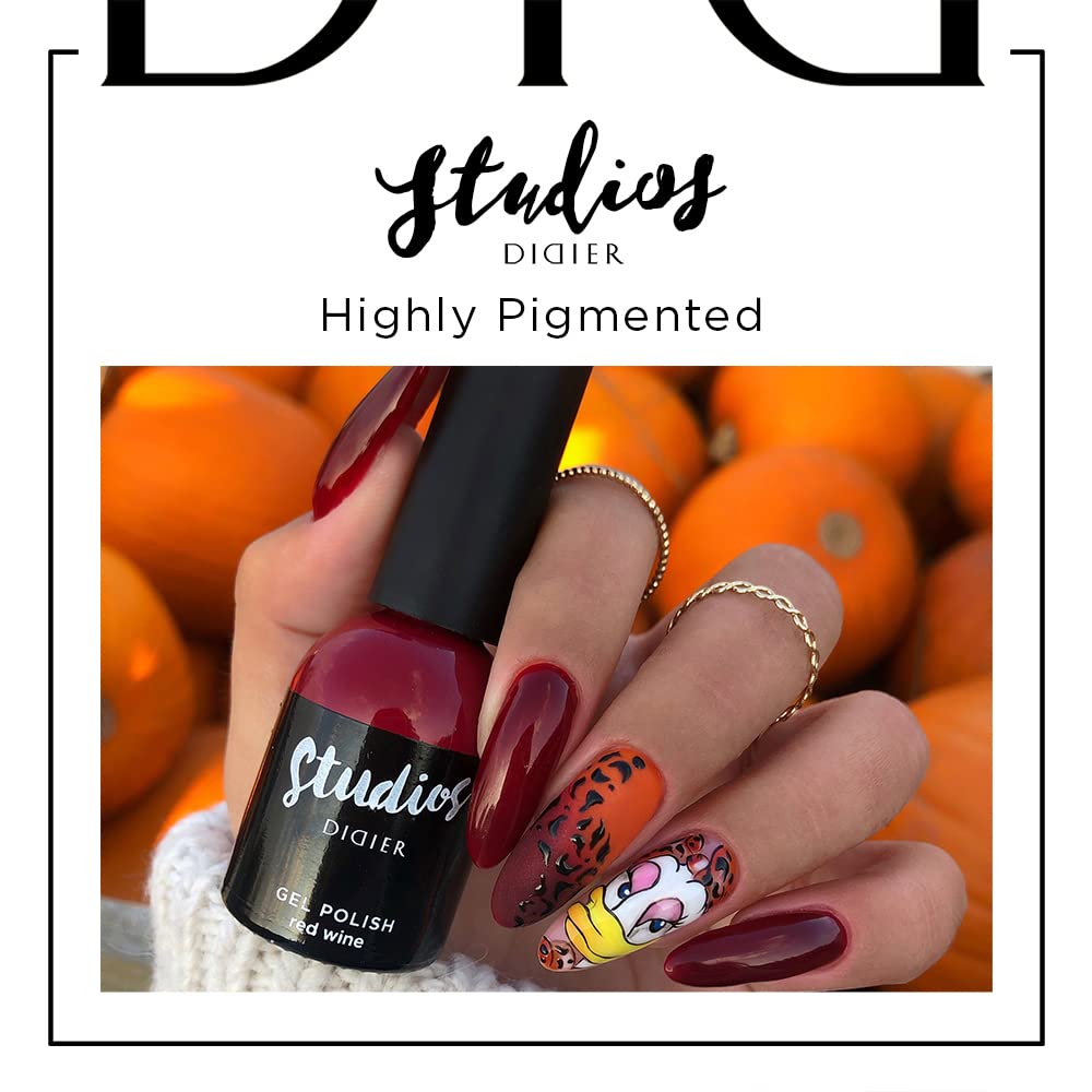 DIDIER LAB Premium Studios Smalto Semipermanente Unghie - Red Wine - Gel Polish UV LED TPO Free - Lunga Durata e Facile da Usare - Alta Pigmentazione - Smalto Gel Soak-Off Resistente - 8ml - 4