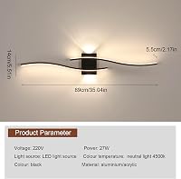 Comely LED fali lámpa 27W 3000 lm, modern fel-le világítás, fekete, 4500K 4