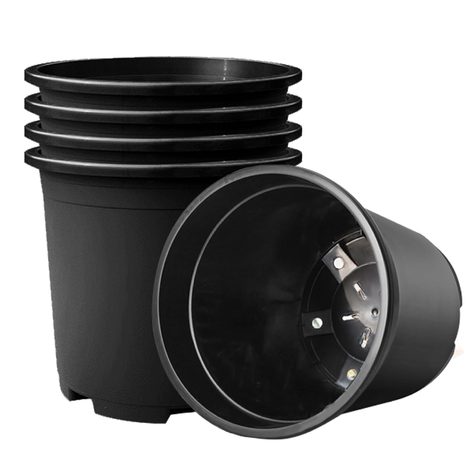 Wxyestna 5 PCS Nursery Pots for Plants Sturdy 3 Gallon Nursery Pots with Drainage Holes Plastic Reusable for Garden Porch Black