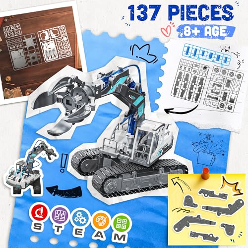 Image of Hydraulic Grab STEM Building Toy, 130 Pcs Engineering Kit for Kids 8+
