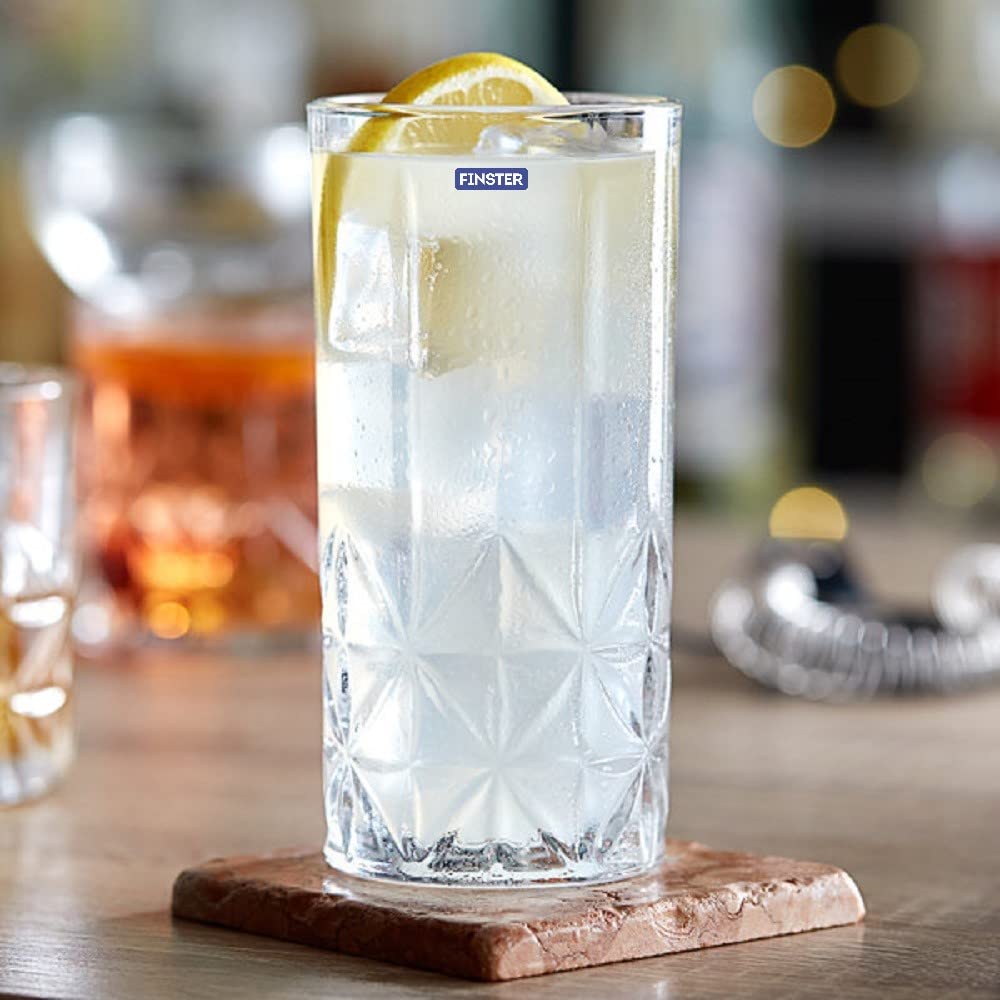 FINSTER Glass Tumblers - 6 Premium Cocktail Glasses -16 FINSTER Glass Tumblers - 6 Premium Cocktail Glasses -16