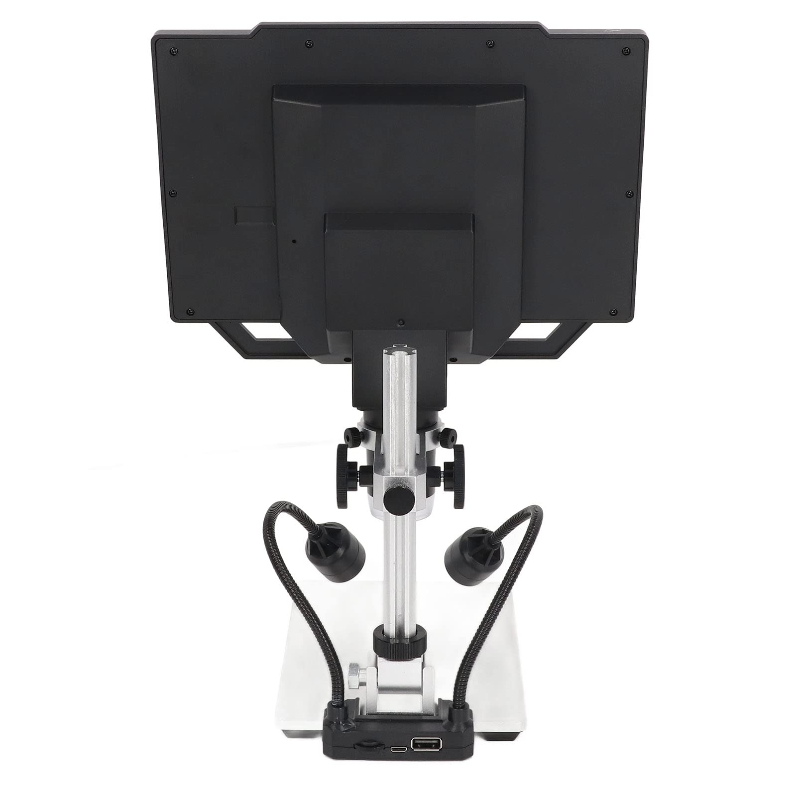Fafeicy 9-Zoll-LCD-Digitalmikroskop 1600X 12MP 1080P USB-Mikroskop mit 8 LED-Leuchten, Verstellbarem Ständer, für die Münzlöt-PCB-Inspektion (EU-Stecker)