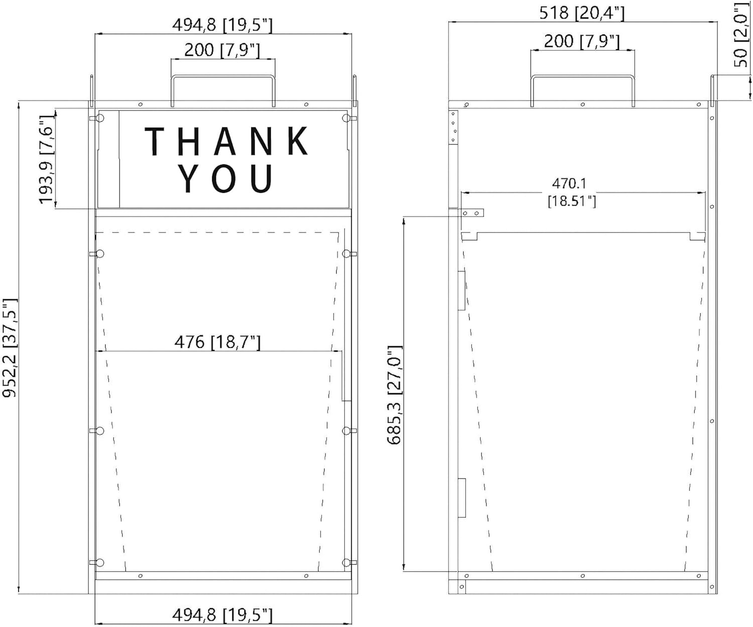 20 X 20 X 39.4" Maple Restaurant Fast Food Trash Bin Receptacle Enclosure with Hinged Door, Wire Tray Top Holders, Holds Trash Bins Up 26 Gallons, Easy Assembly Video in Description 119231-NEW