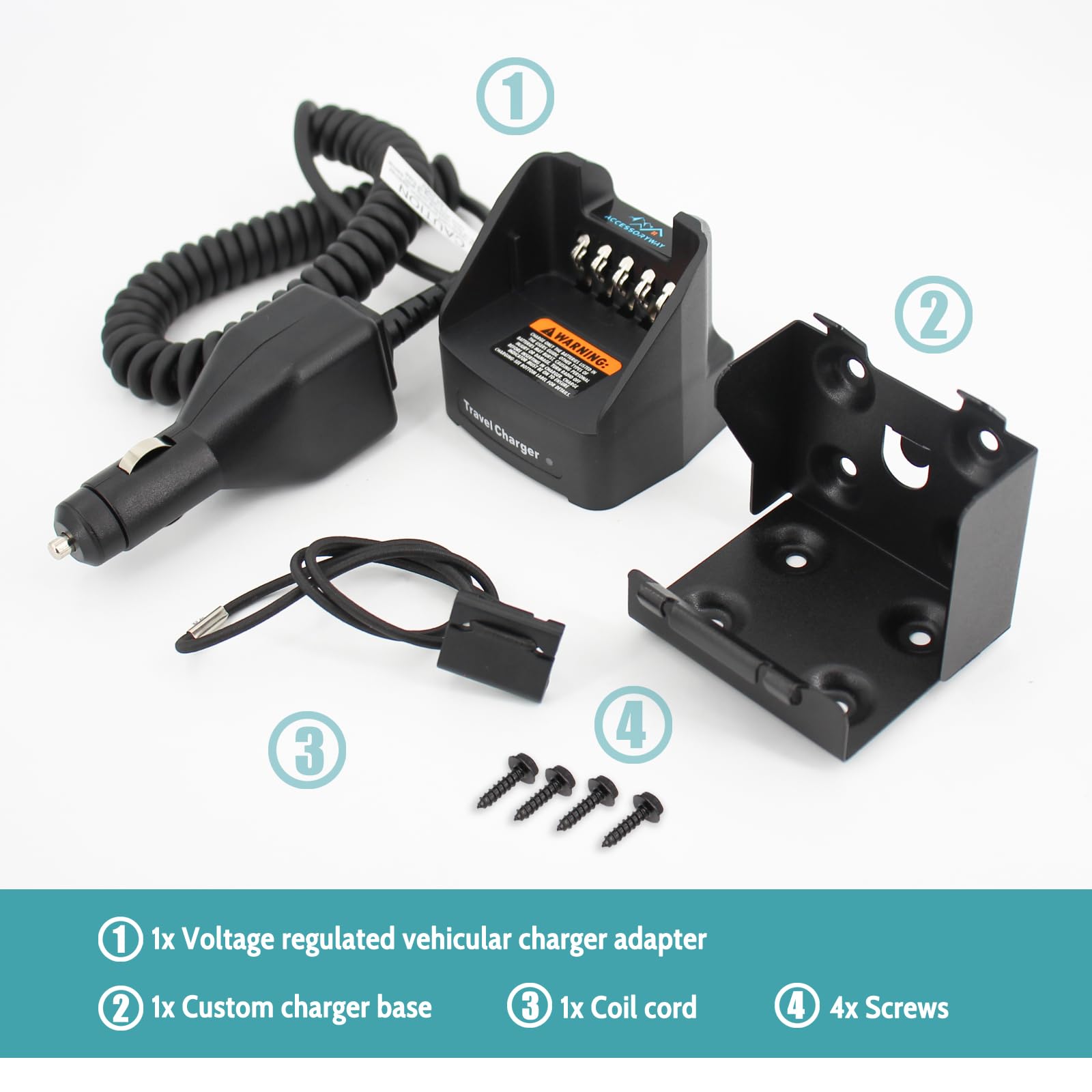 Accessoryway Replace KVC-21 Travel Car Charger Compatible with Kenwood NX-5200 NX-5300 NX-5400 TK-2180 TK-3180 TK-5210 NX-410 NX-411 radios Portable Car Charger Base KNB-48L KNB-54N KNB-33L Battery