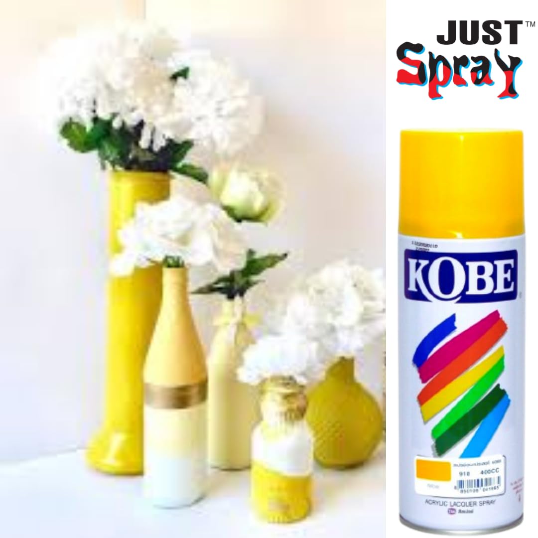Kobe Spray Paint Yellow Gloss Finish Acrylic Multipurpose 400ml for Metal, Wood, and Walls | DIY, Quick Drying 1