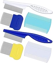 6 Pieces Flea Comb for Cats Dogs Lice Combs Fine Tooth Comb Grooming Set Remove Float Hair Tear Marks Tick Removal Tool,White