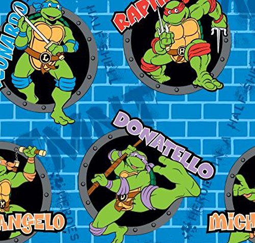 Springs Creative Products Group Teenage Mutant Ninja Turtles, Power Sewer Holes and Names, Fleece, Blue, 59/60-Inch Wide, Fabric by the Yard