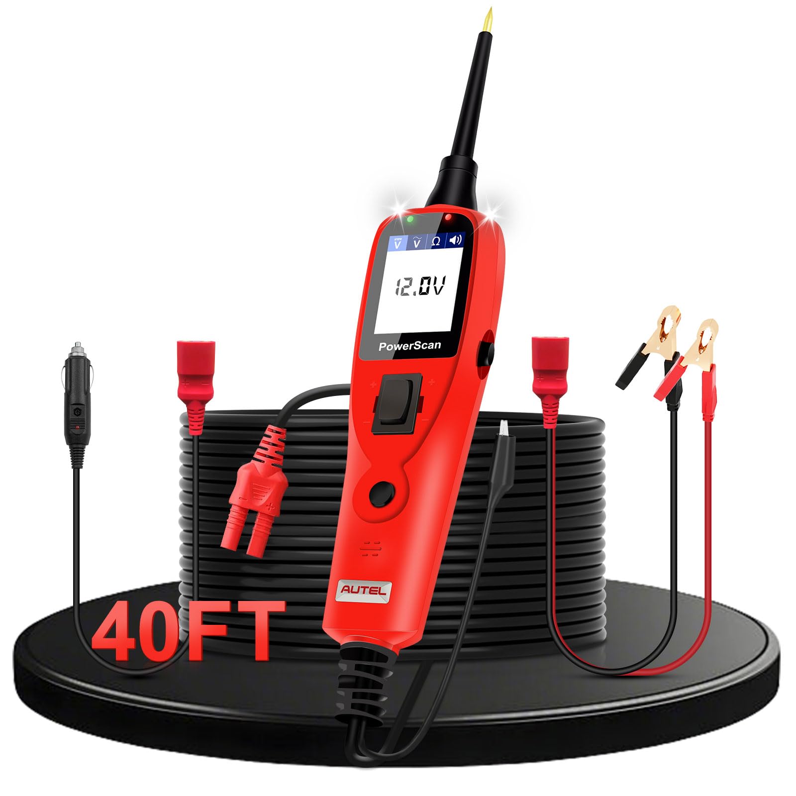 Autel PowerScan PS100 Circuit Tester, Universal 12V 24V Automotive Power Circuit Probe Kit with 20ft Extension Cable, AC/DC/Continuity/Probe/Signal Test, Activate Component Electrical System Tool
