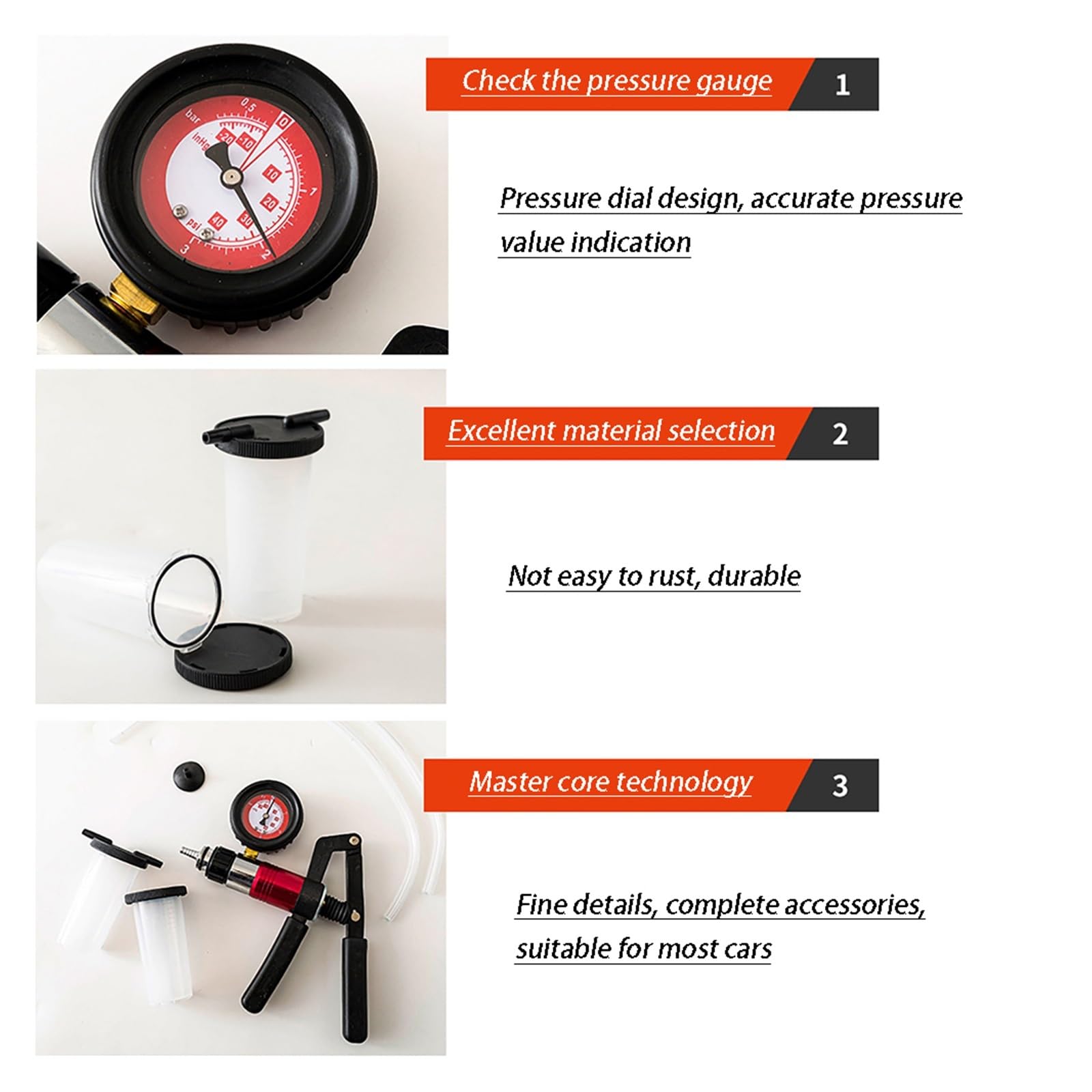 Purgador De Frenos Kit De Prueba De Presión De Frenos Pistola De Vacío