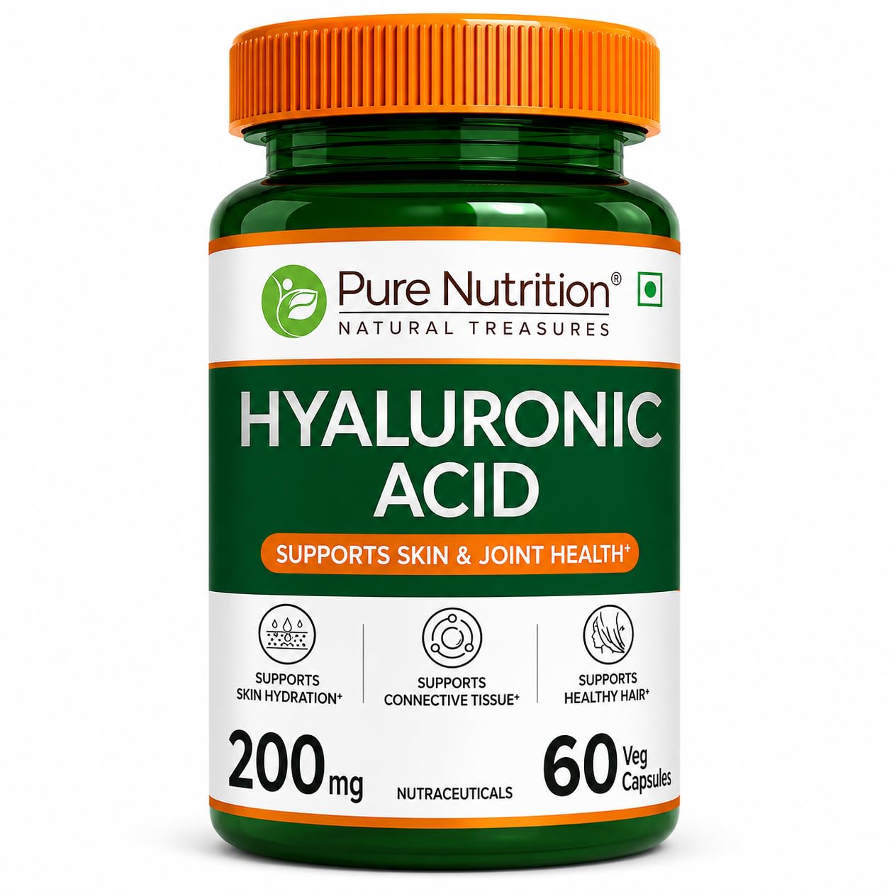 Pure Nutrition Hyaluronic Acid 200mg - 60 Veg Capsules | Supports Skin Hydration, Joint Health & Connective Tissue | Supplement for Men & Women-image-4