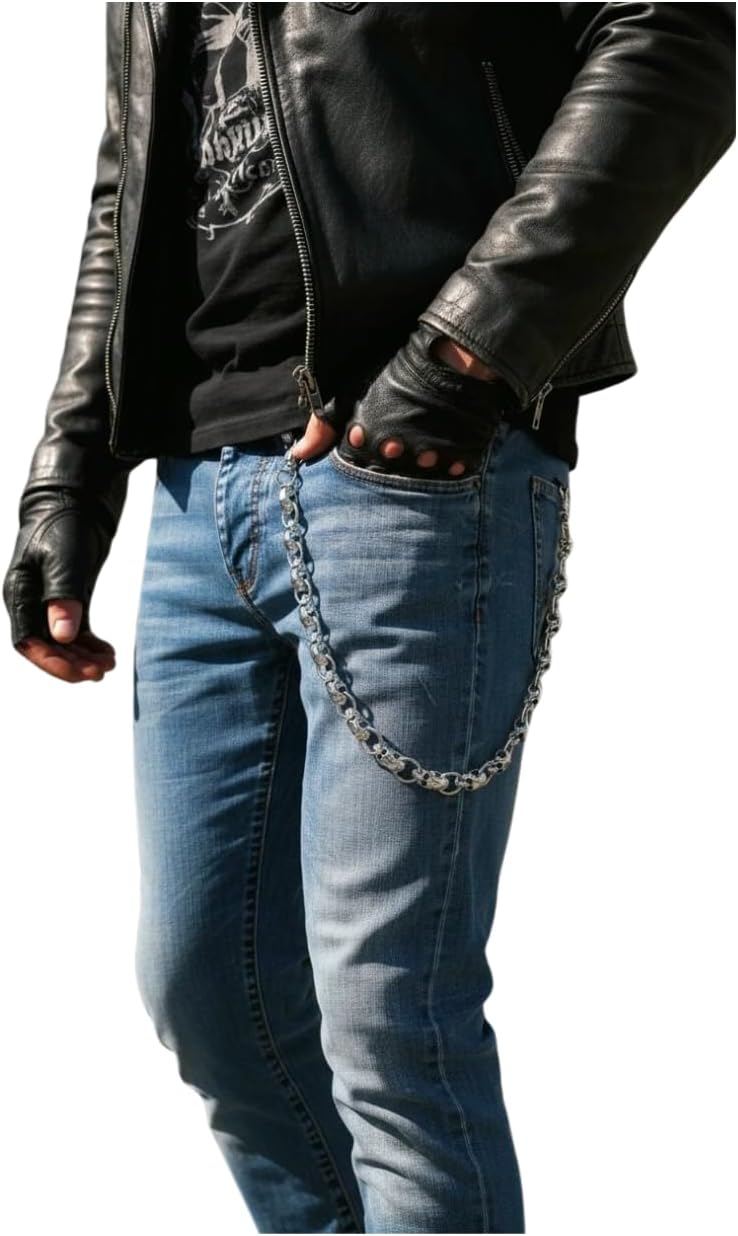 Men Fashion Wallet Chain Chunky Links Metal Skulls Jeans Keychain Skeletons Fashion Jewelry Silver
