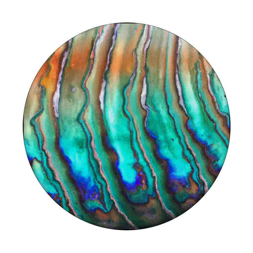 Abalone Shell Pattern PopSockets Swappable PopGrip, Black - Image 3