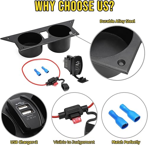 Miniatura 2 de Portavasos de agua para Chevrolet Camaro de 3 generación 1982-1992, cargador USB mejorado de acero aleado, soporte para tazas para Camaro para