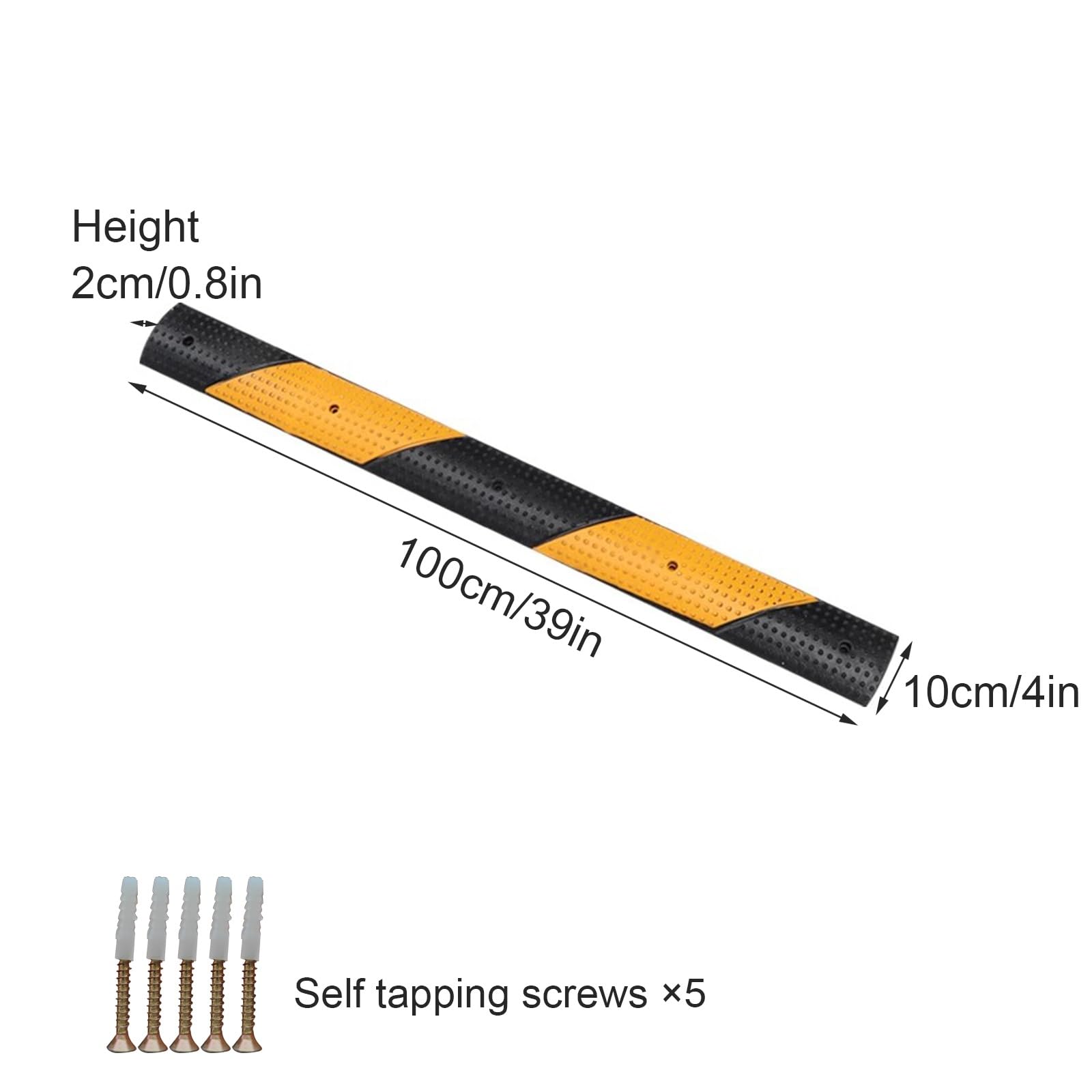 100cm Reductor de Velocidad Vial, Reductor Velocidad Coche de Goma, Badenes para Garaje, Alta Visibilidad, Antideslizantes, para Garajes, Caminos Grava, Asfalto y Hormigón