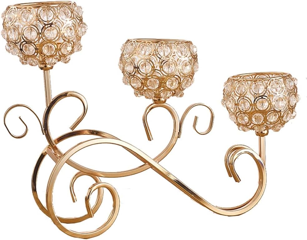 European Retro Home Wedding Candlestick Props Three Crystal Candle Table Decorative Ornaments