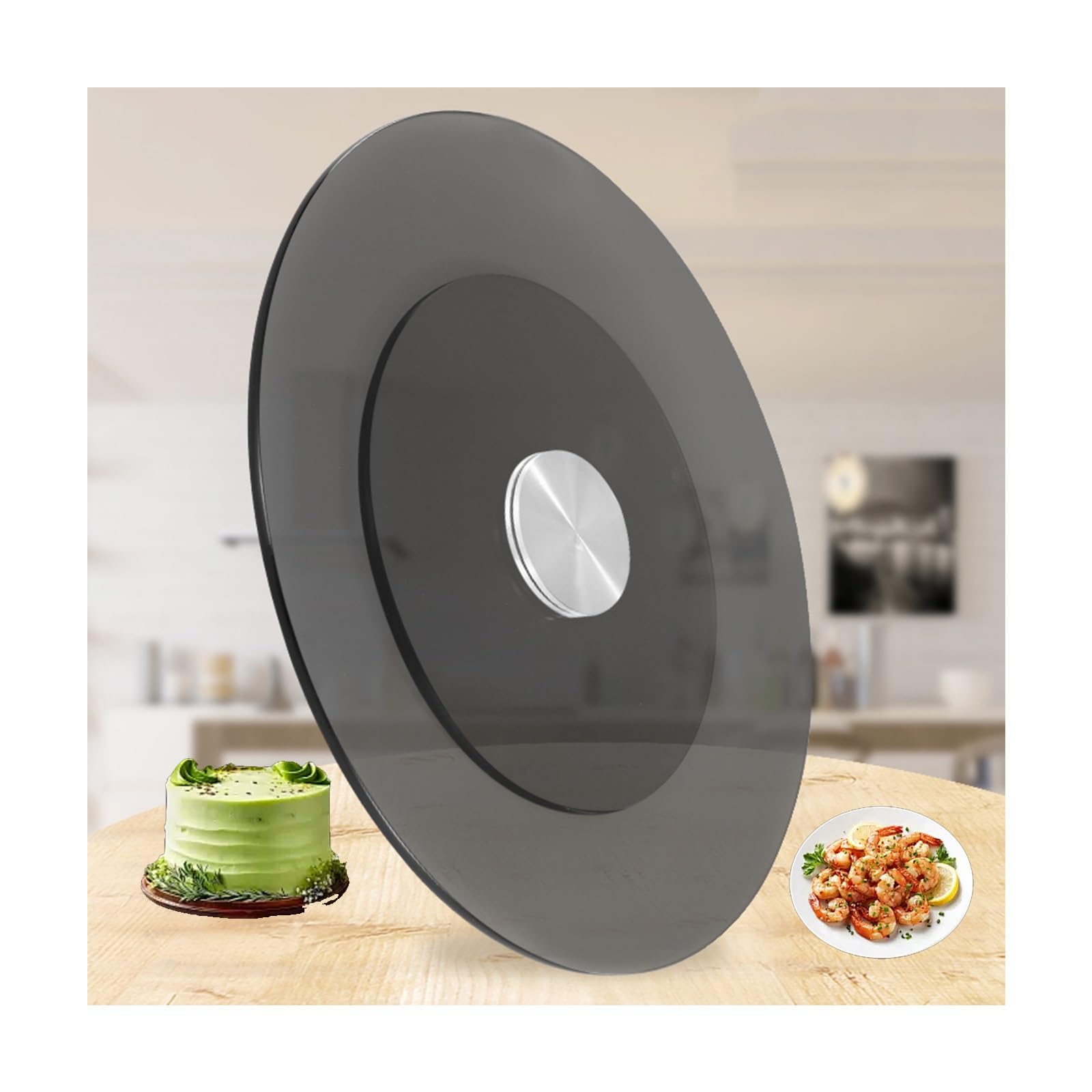 Plato Giratorio De Vidrio Templado Plato Giratorio para Servir De Mesa Giratorio Redondo Mesa Giratoria De Comedor Grande Cocina Y Servir(Gray,90cm/35.4in)