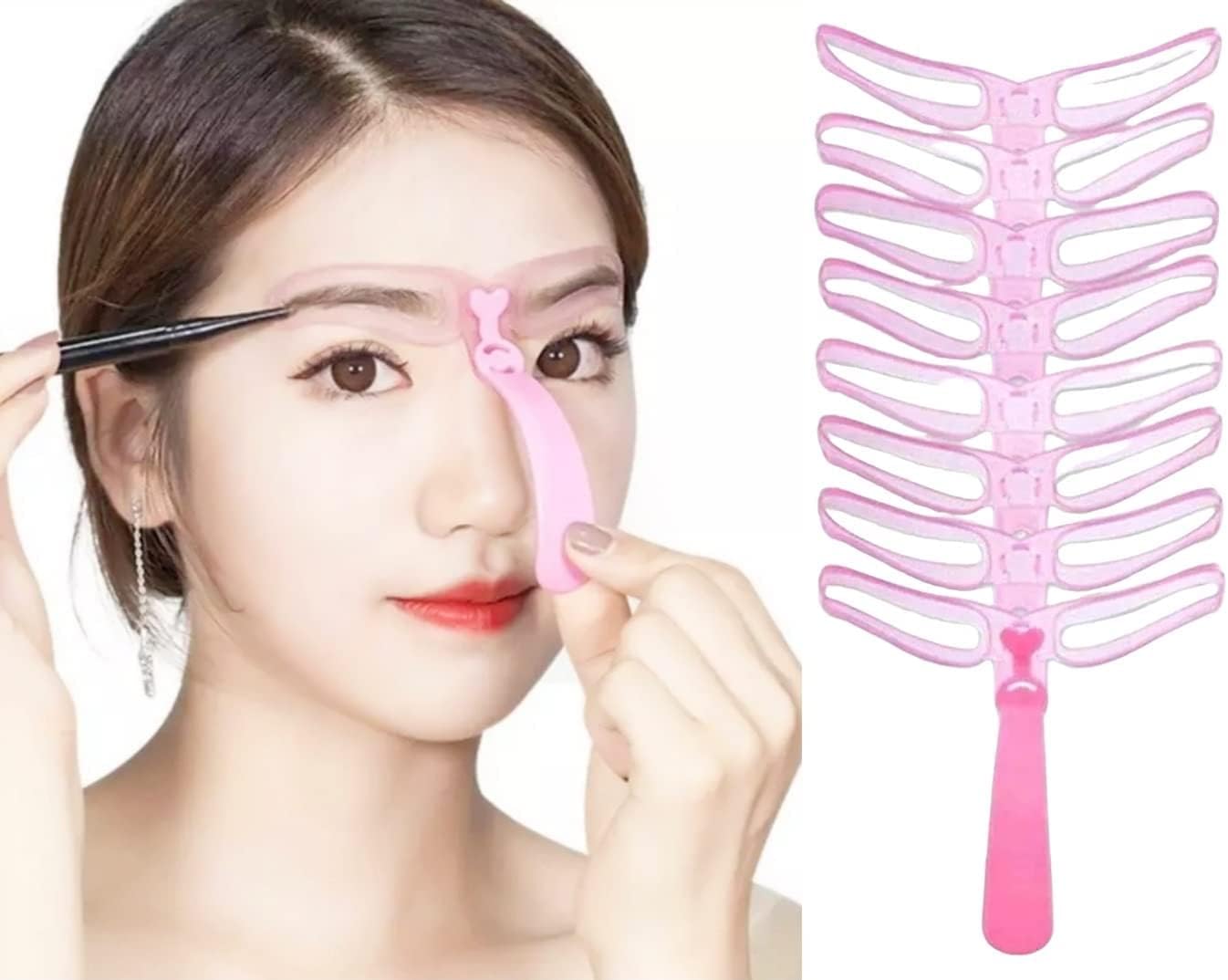 8 stencil per sopracciglia per principianti, riutilizzabili, fai da te