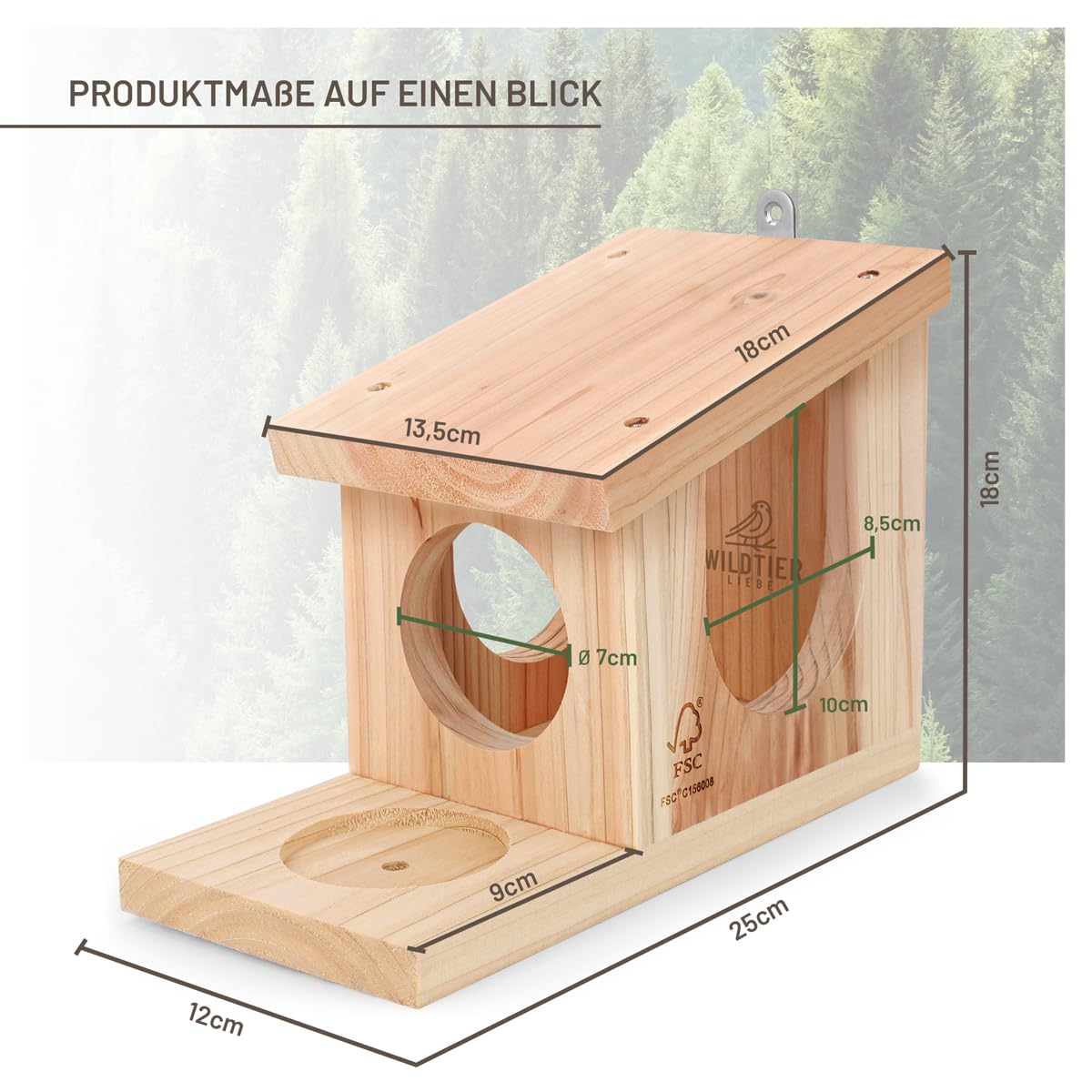 wildtierliebe Casa de juegos de ardilla resistente a la intemperie, comedero de madera maciza atornillada, 100 % resistente a la intemperie, estación de alimentación para alimentar a ardillas,