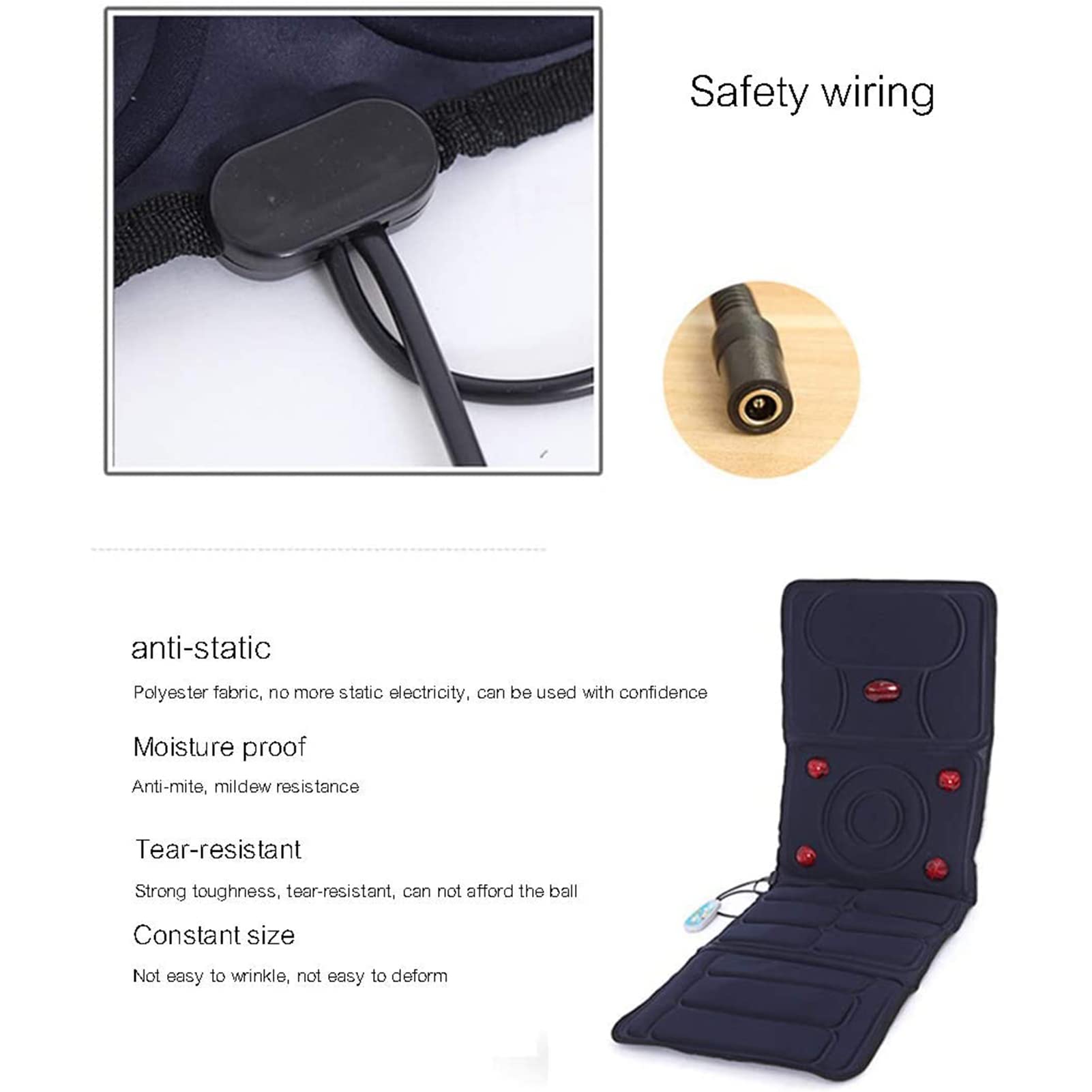 Colchón de masaje para la salud del cuerpo completo, estera de masaje multifuncional con terapia de calor, cojín plegable con vibración de calor relajante, estera de masaje para el hogar, estera de ma