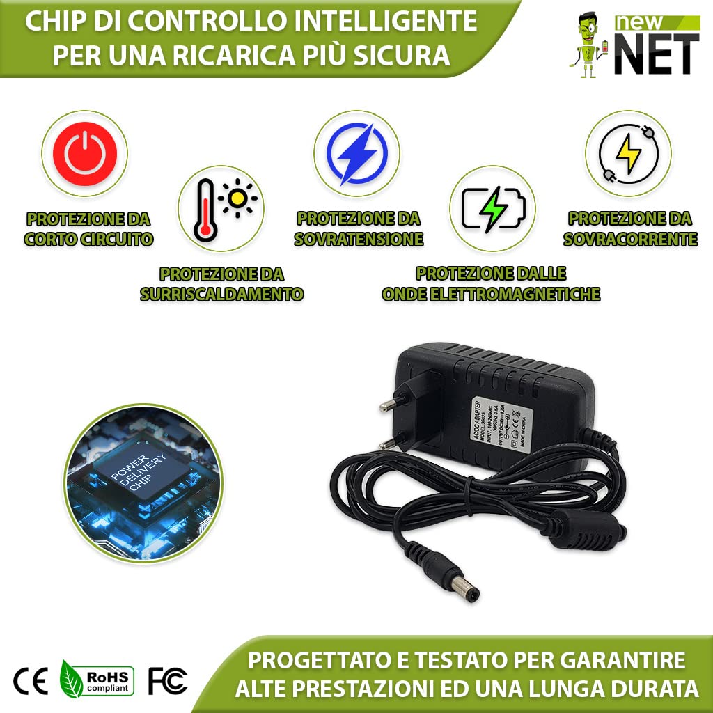 NewNet - Adattatore Caricatore Caricabatteria Alimentatore 36V Compatibile con Aspirapolvere ROWENTA RS-RH5277 Air Force Extreme 18V RH875Xxx / Air Force Extreme 24V RH877Xxx
