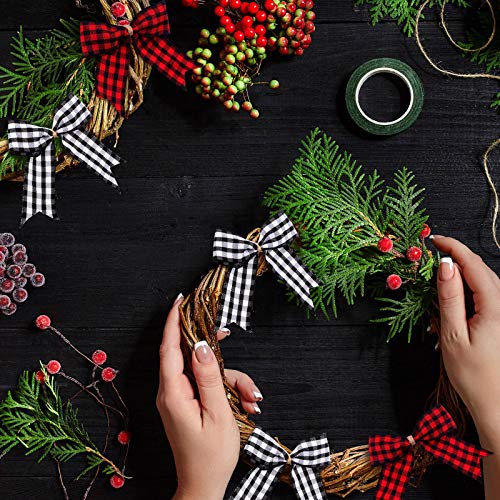 36 Pieces Plaid Bows Valentine's Day Plaid Bows Small Buffalo Plaid Decorative Bows For Valentine Decoration Package Supply (Red And Black) #TOP4