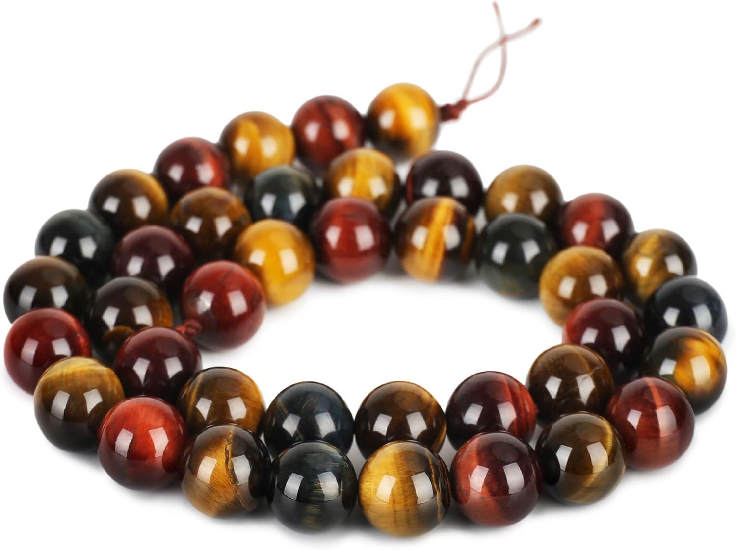 Natural Tricolor Tiger Eye Beads, Grade AAA Gemstone Round Loose Beads 8MM 100PCs Bulk Lot Options, Semi Precious Stone Beads for Jewelry Making - Image 4