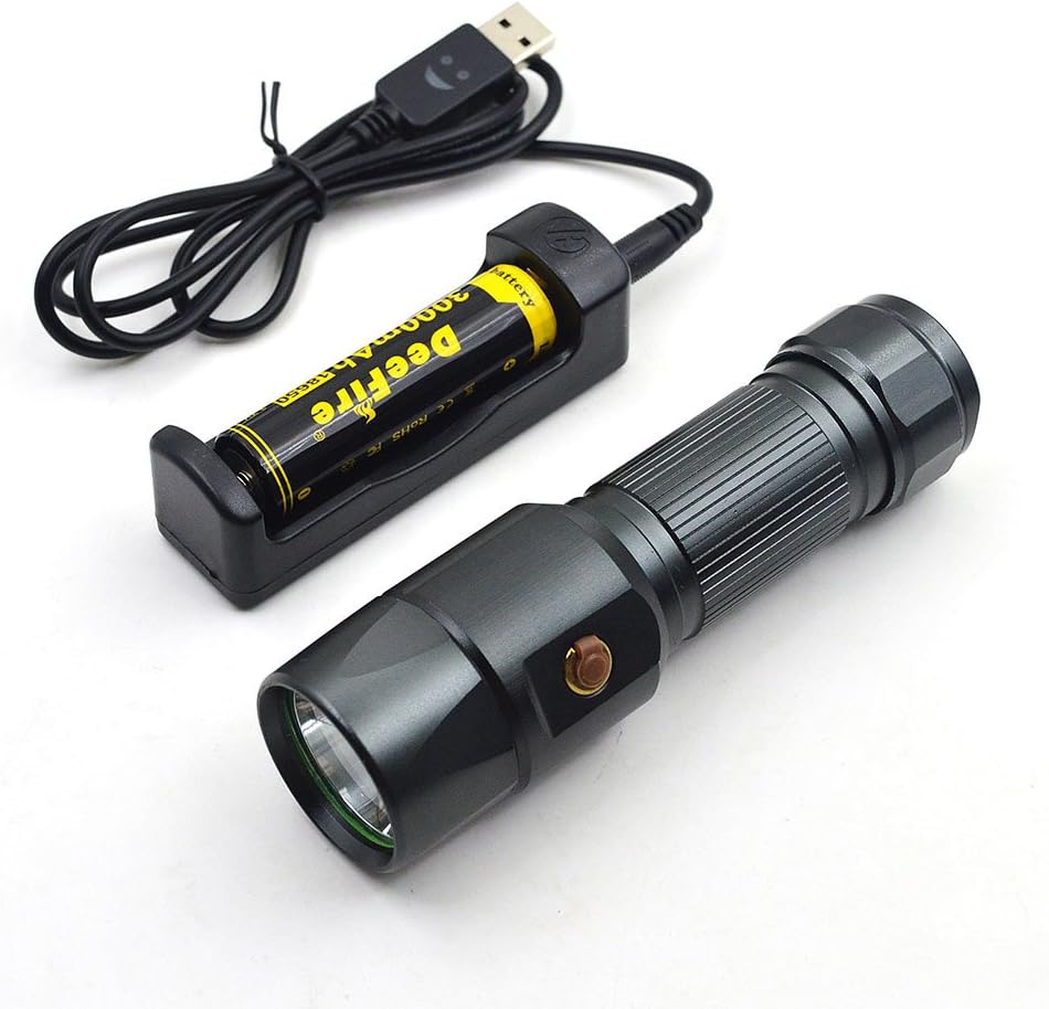 DeeFire 3Mode Handheld Flashlight Led Camping Torch Mini Clip Lamp Tactical Light Lamp include charger and battery smiley USB charging cable