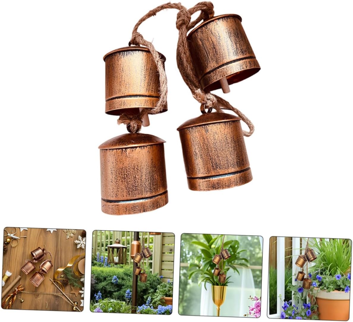 Vintage Hanging Cow Bells 2pcs, Cast Iron Metal Rustic Bell Ornaments, Garden Porch Farmhouse Outdoor Decorative Accents