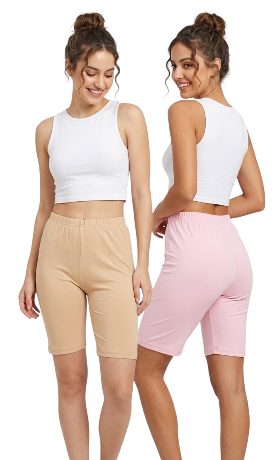 elen vosky Women’s Cotton Lycra Shorts | Stretchable, Soft & Breathable |Casual Shorts, Gym & Lounge | Short for Women (Pack of 2)-picture-25