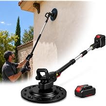Electric Plaster Trowel Wall Polisher, 1680w Cordless Concrete Cement Mortar Finishing Machine, 38cm Disc, 6-Gears Drywall Sander With Telescopic Extension Pole Kit For Putty Singlebattery