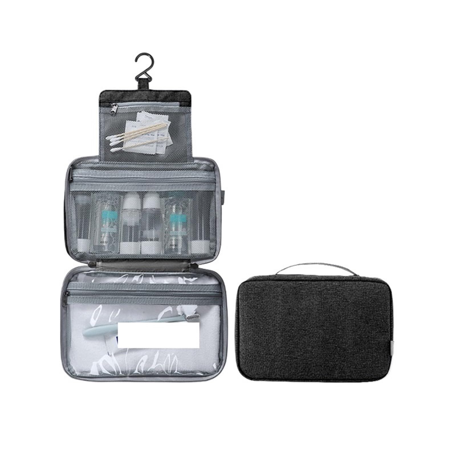 Poche De Voyage Suspendue Trousse de Toilette Voyage étanche et Pliable, avec séparation sèche Humide, Trousse Rangement for cosmétiques, Grande capacité, Maquillage(Color 2)