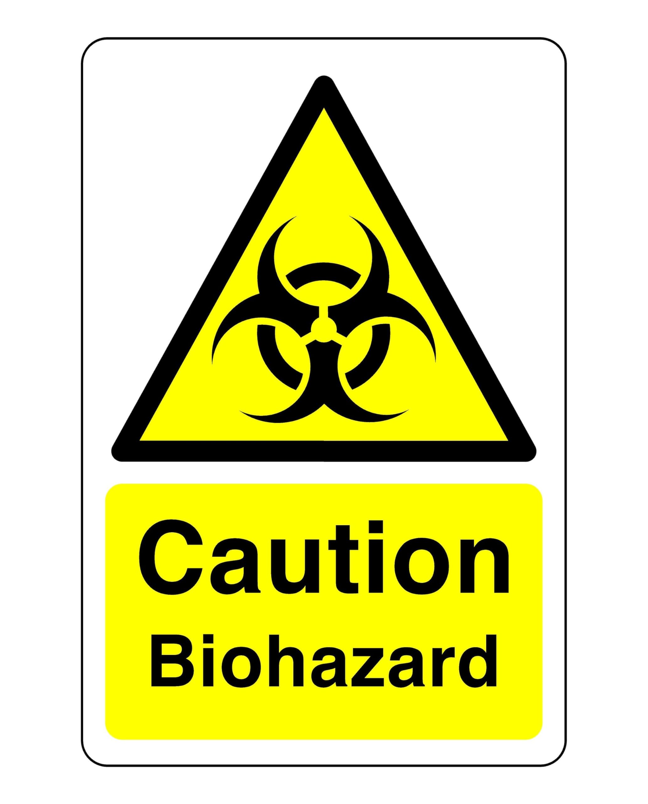 Safety First Display Ltd Yellow/Black Caution Biohazard Sign - High Tack Self-Adhesive Sticker (600Mm X 400Mm) Viewing Distance Within 20M.