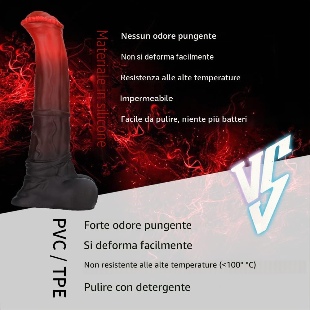 Dildo a ventosa, 20,5 cm, in silicone platino di Nothosaur Conola, dildo anale, grande anale, giocattolo sessuale per coppie, plug anale, da uomo, principianti, esperti, demone rosso, S