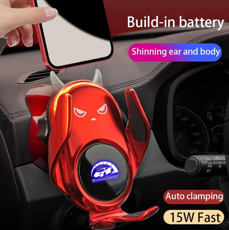 Miniatura 3 de Soporte inalámbrico para cargador de automóvil, sujeción automática, batería integrada, tablero de ventilación, lindo demonio rojo para mujer para
