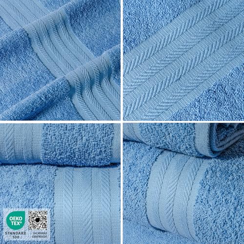 nice homeit Handtuch-Set aus 100 % ringgesponnener Baumwolle, 8 Stück, Badetücher, hergestellt in Italien, Fitnessstudio, Hotel und Spa. Sehr saugfähig (Hellblau) – Bild 4