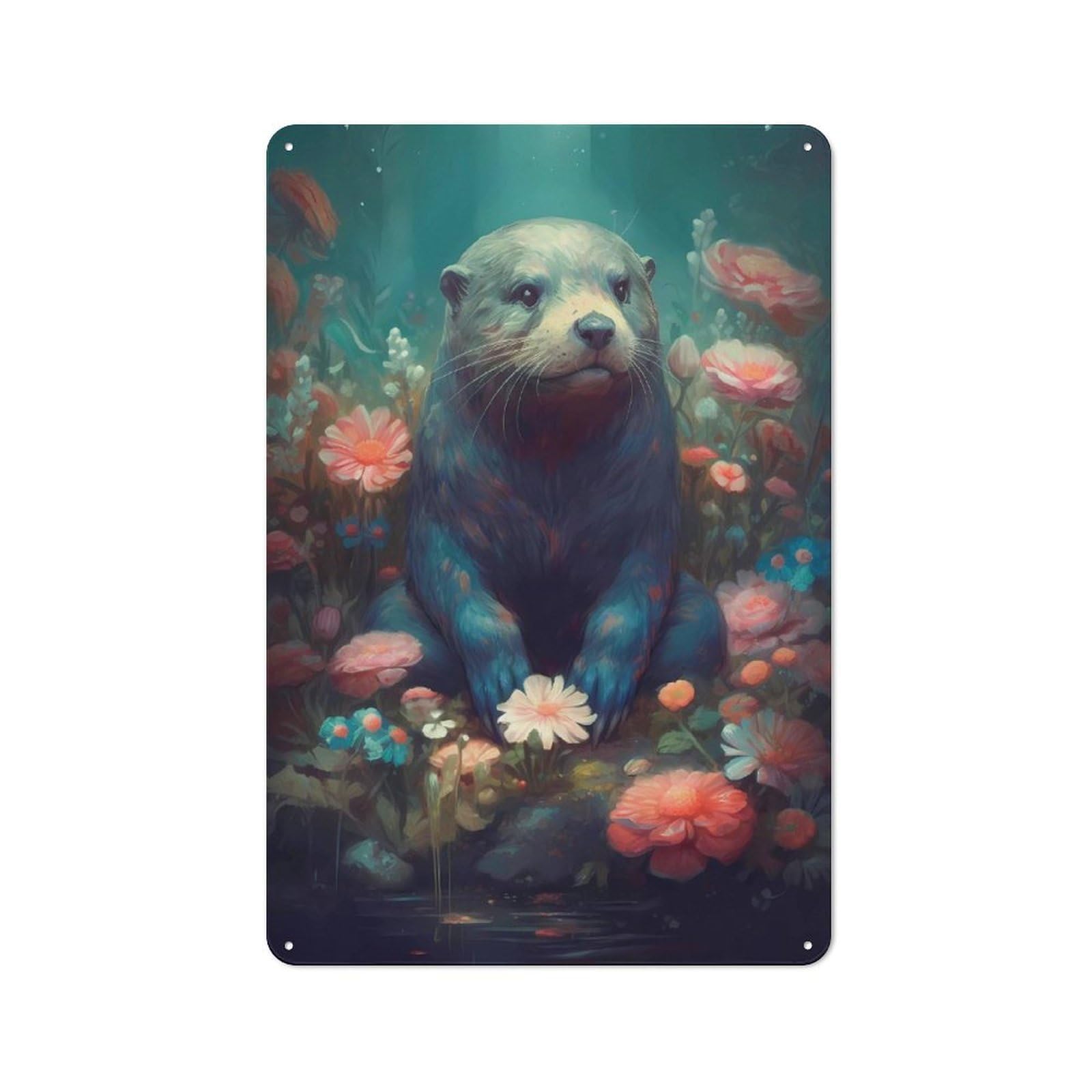 Junmoney Otter Imaginative Retro Decorative Tin Plaque 30X20cm Featuring Novelty Wall Art For Bedroom, Kitchen, Office Or Living Room