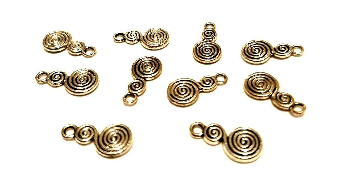 10 Tibetan Silver Double Spiral Twirl Charms/Jewellery Making Beads