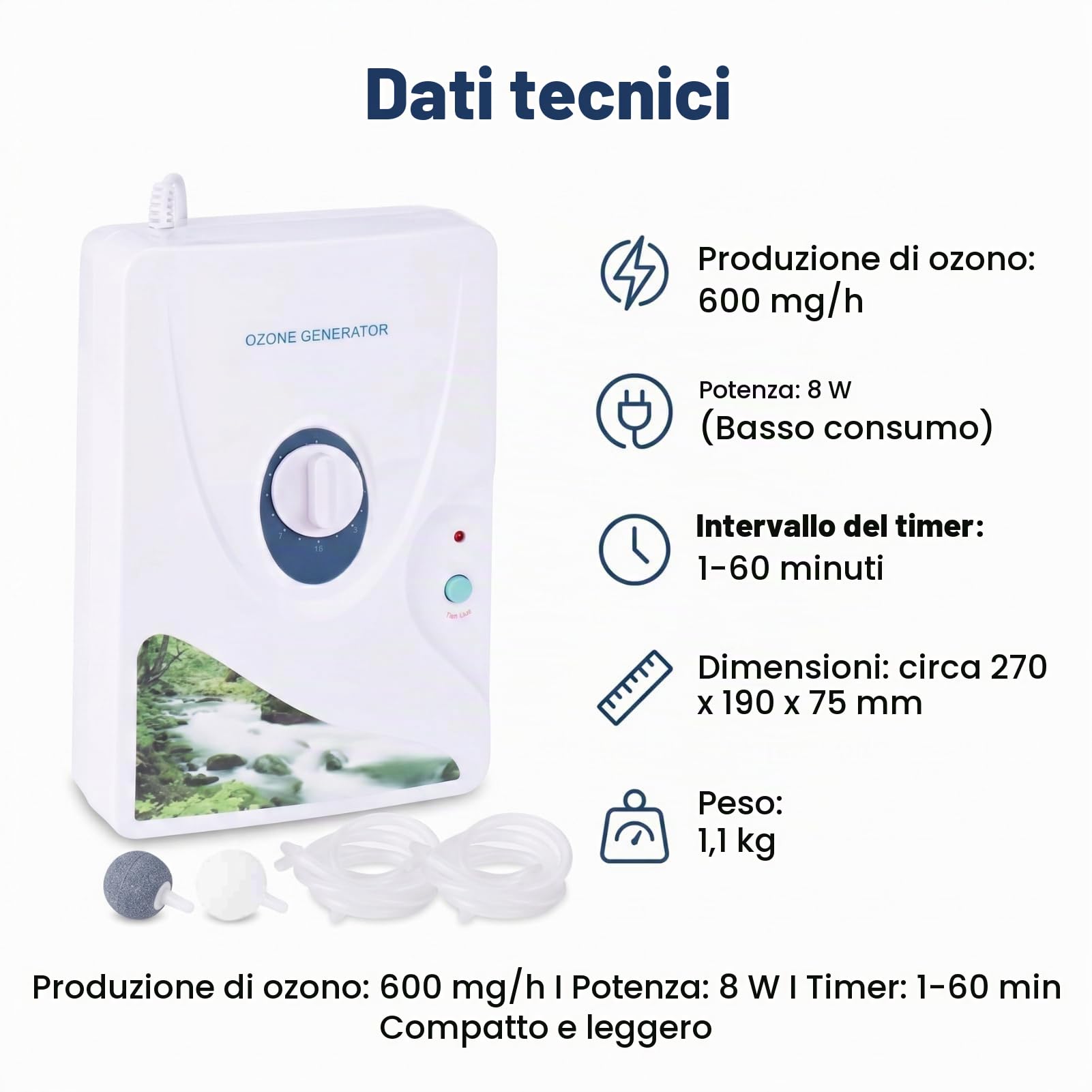 Generatore di ozono per acqua e depurazione e d'aria di Ozono Macchina per Ossigeno Purificatori D'acqua,O3 ozono disinfezione sterilizzatore con timer digitale
