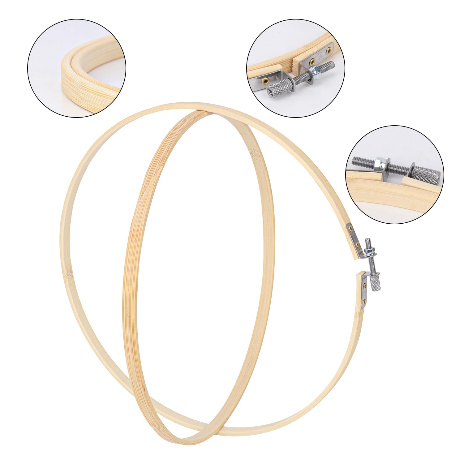 IHDYPPEW 15 Stück 25,4 cm runde Stickrahmen, verstellbarer Kreis Kreuzstich Hoop Stickring Bambus Stickrahmen für Handwerk, DIY, Hochzeit, Party, Urlaub Dekoration