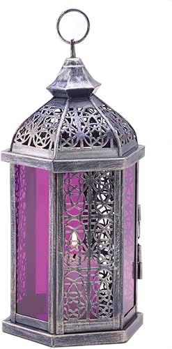 Miniatura 1 de Antiguo acabado de peltre encantado amatista vela linterna