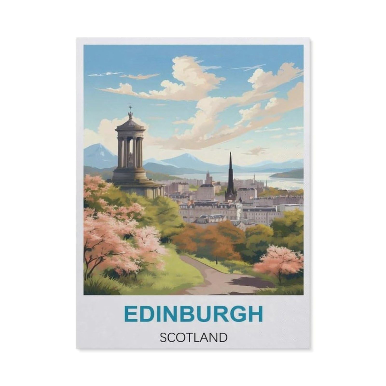 BEAYODKP Diamond Painting，Edinburgh Scotland Vintage Travel Poster，Diamond Painting Art Embroidery Cross Stitch Pictures Gift Wall Decoration（40 x 50 cm/15.74 x 19.68 inches）-BX16