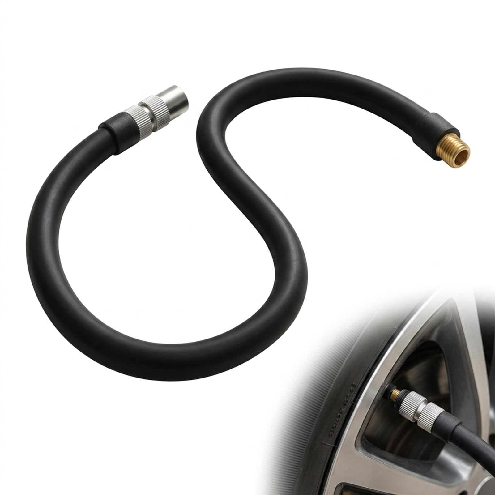 VoKiss 80cm Bike Pump Adaptor, 2 in 1 Schrader to Presta Valve Adapter Extension Hose