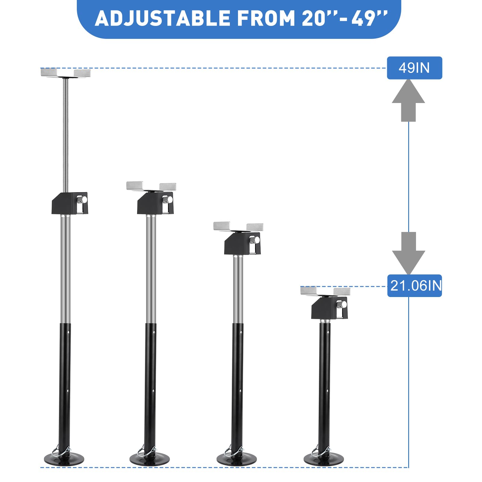 Garvee Wysuwane podnośniki do kampera (zestaw 4 szt.) - 9 kg wytrzymałe podnośniki stabilizatora do kampera, regulowane szybkie podnoszenie 53-124 cm, wiertarka elektryczna i korba ręczna