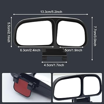 Universal Car Auxiliary HD True Glass Mirror, Adjustable Wide Angle Auxiliary Double-Side, 1Pcs (Left)