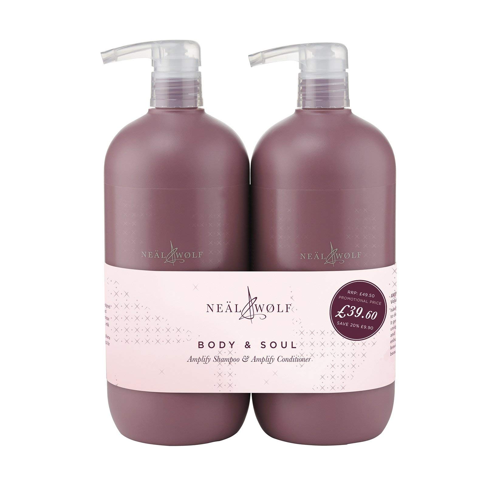 Neal & WolfBody & Soul Amplify Volumising Shampoo & Conditioner Backwash Duo 950ml