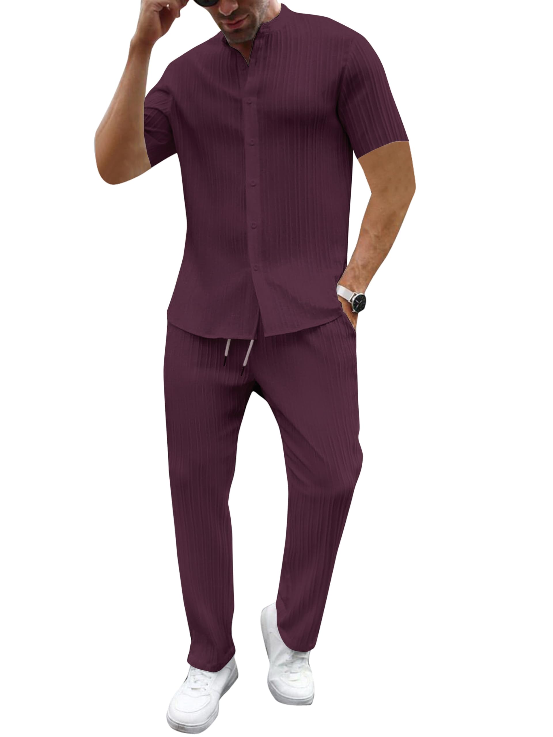 MITLLI Mens Co-ord-Set,Regular wear,Comfort wear || Half Sleeve || Men's Night Suit Pajama Set Wine-image-28