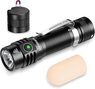 77outdoor EDC Small Rechargeable Flashlight, Sofirn SC18 1800 High Lumen Flashlight, Super Bright Pocket Light with Powerful SST-40 LED, Type C Charging Port，Magnetic Base Tail Cap and Diffuser