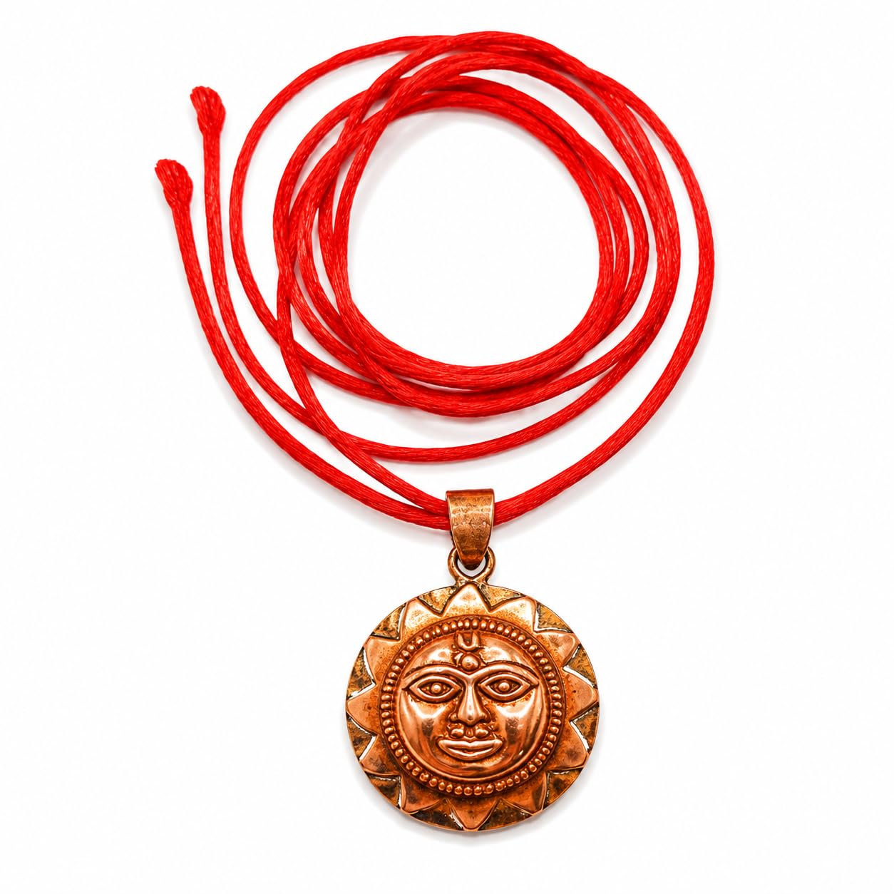 Copper Surya Pendant with Sacred Red Thread Necklace | Sun God (Surya Dev) Locket for Men & Women | Spiritual Hindu Pendant for Protection, Positive Energy, Prayer & Daily Wear-image-47